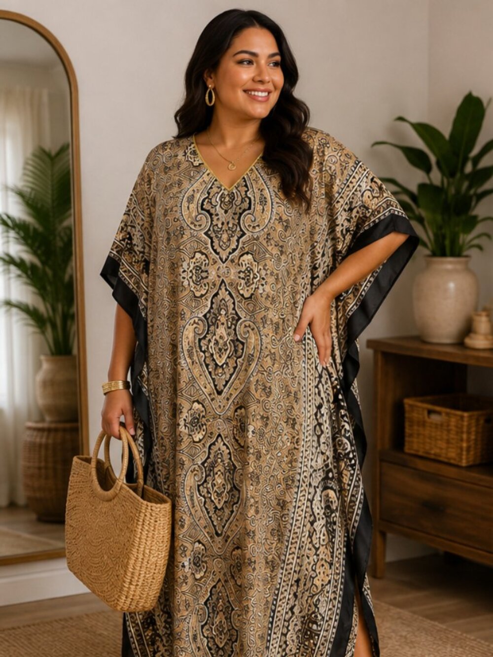 Generation 724 Paisley Kaftan Maxi Dress | Boho Resort Cover-Up | One Size Fits